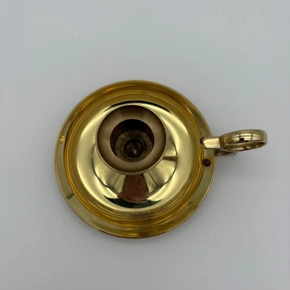 Pre-Owned 3 Elegant Brass Candle Holders With Finger Holder And Fire Snuffer - Picture 4 of 8